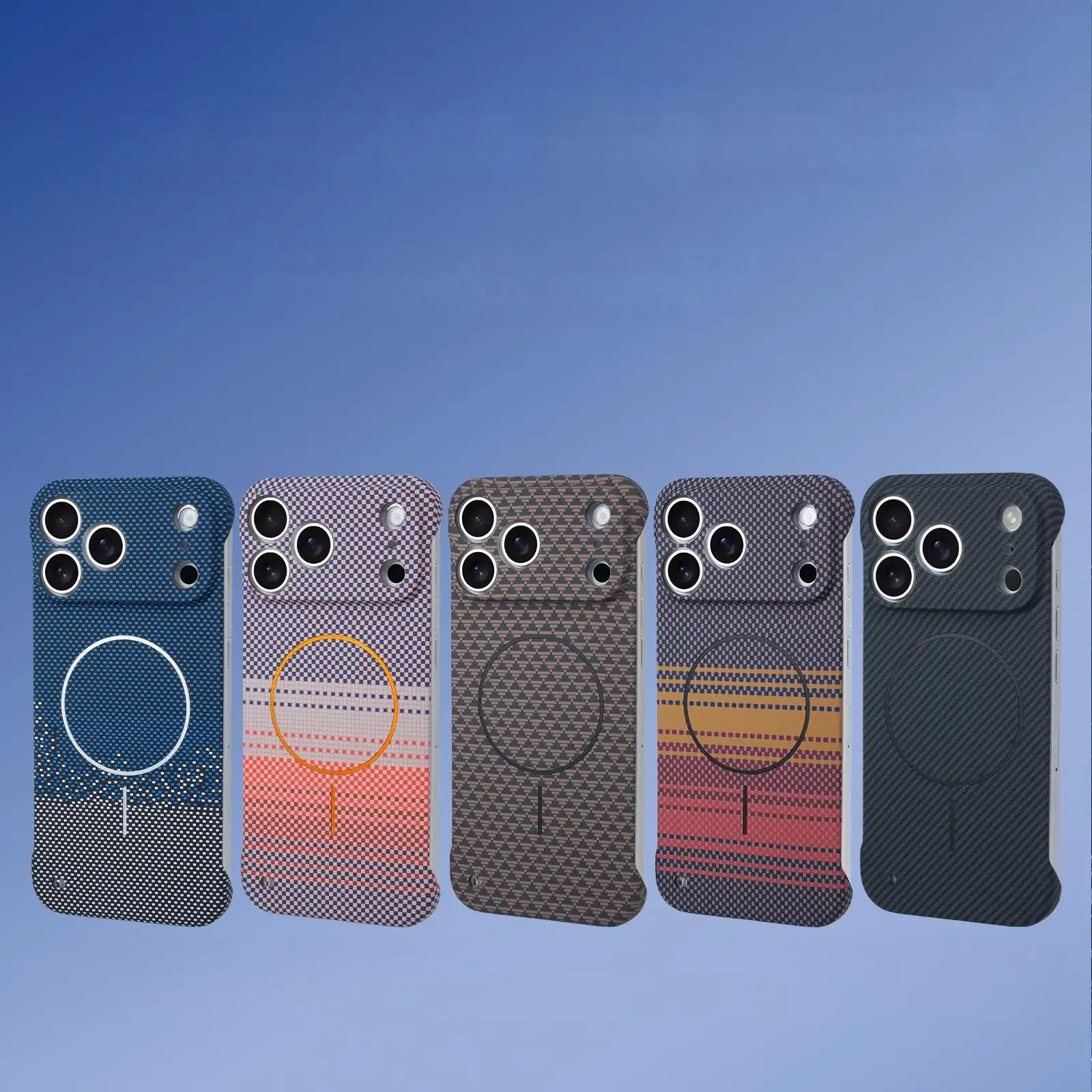 حافظة كيفلر من ألياف الكربون بدون إطار لهاتف آيفون 17 إير 16 15 14 بلس 13 12 برو ماكس شحن لاسلكي غطاء نحيف مقاوم للسقوط #1