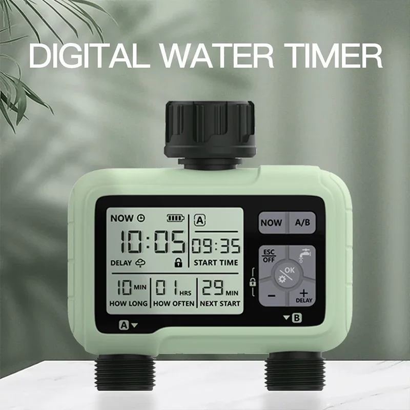 

Super Timing System 2-Outlet Water Timer Precisely Watering Outdoor Automatic Irrigation Fully Adjustable Program