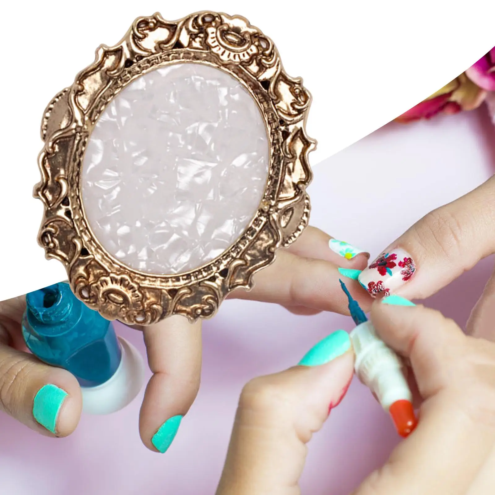 Paleta mezcladora de resina para decoración de uñas, herramienta de manicura de Color dorado, placa de exhibición cosmética para decoración de uñas y bricolaje