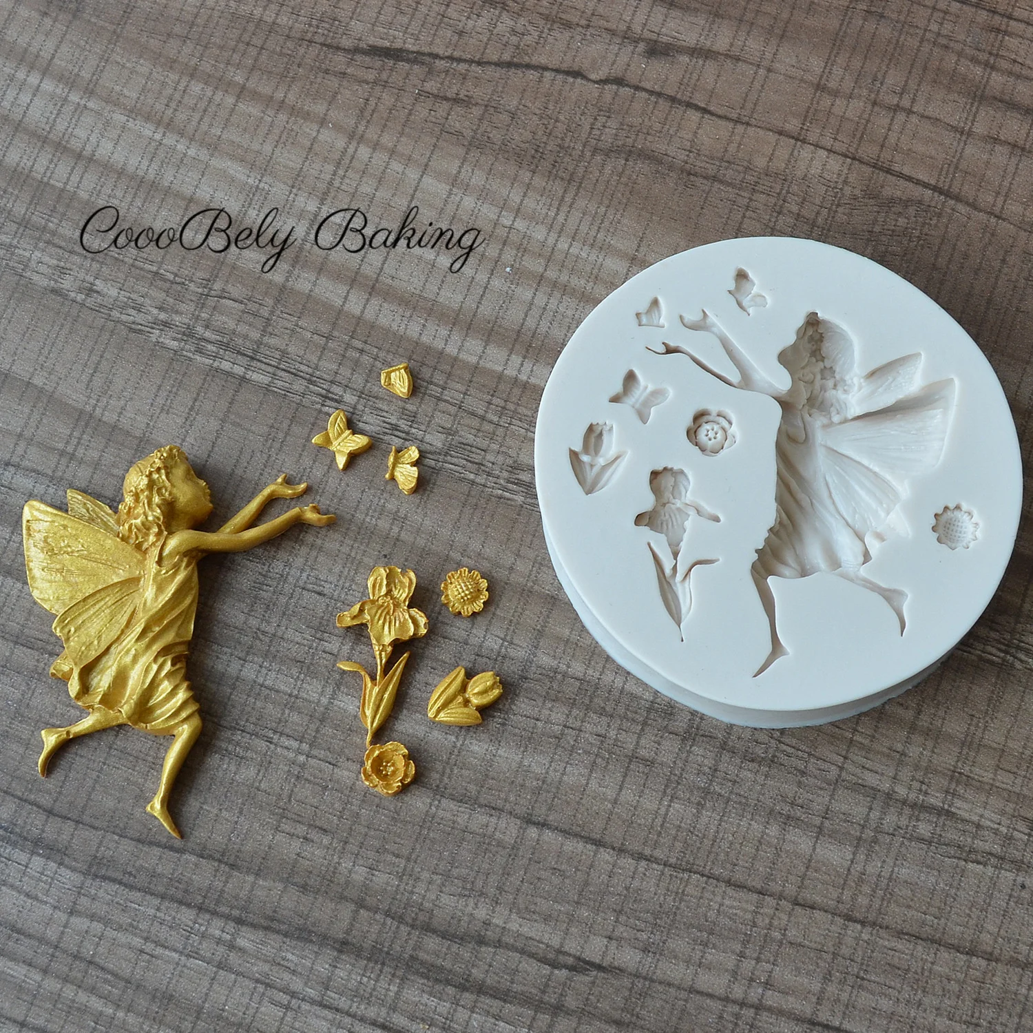 Flower Fairy Silicone Mold for Font Mold Cake Decoration Flower Fairy Cartoon Character Chocolate Kitchen Baking Mold Tool