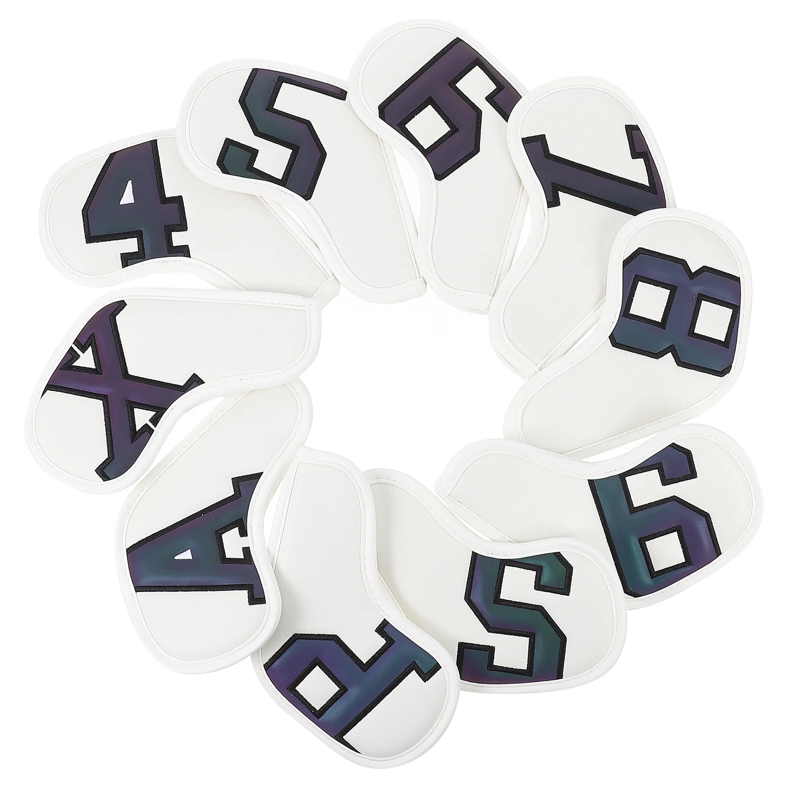 

10pcs Golf Iron Covers Premium Pu Waterproof Wear-Resistant Club Head Sleeve For Putter Iron Cover Golf Accessories