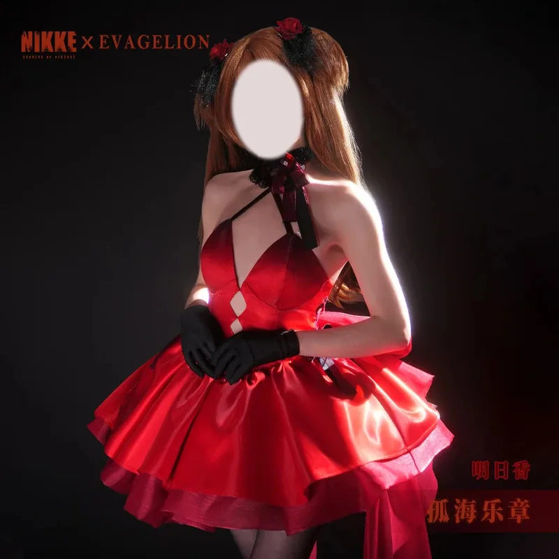 Asukaa x إلهة النصر: NIKKE أزياء تنكرية فستان سهرة أحمر أزياء الهالوين للنساء تنورة باليه بفيونكة كبيرة لطيفة #2