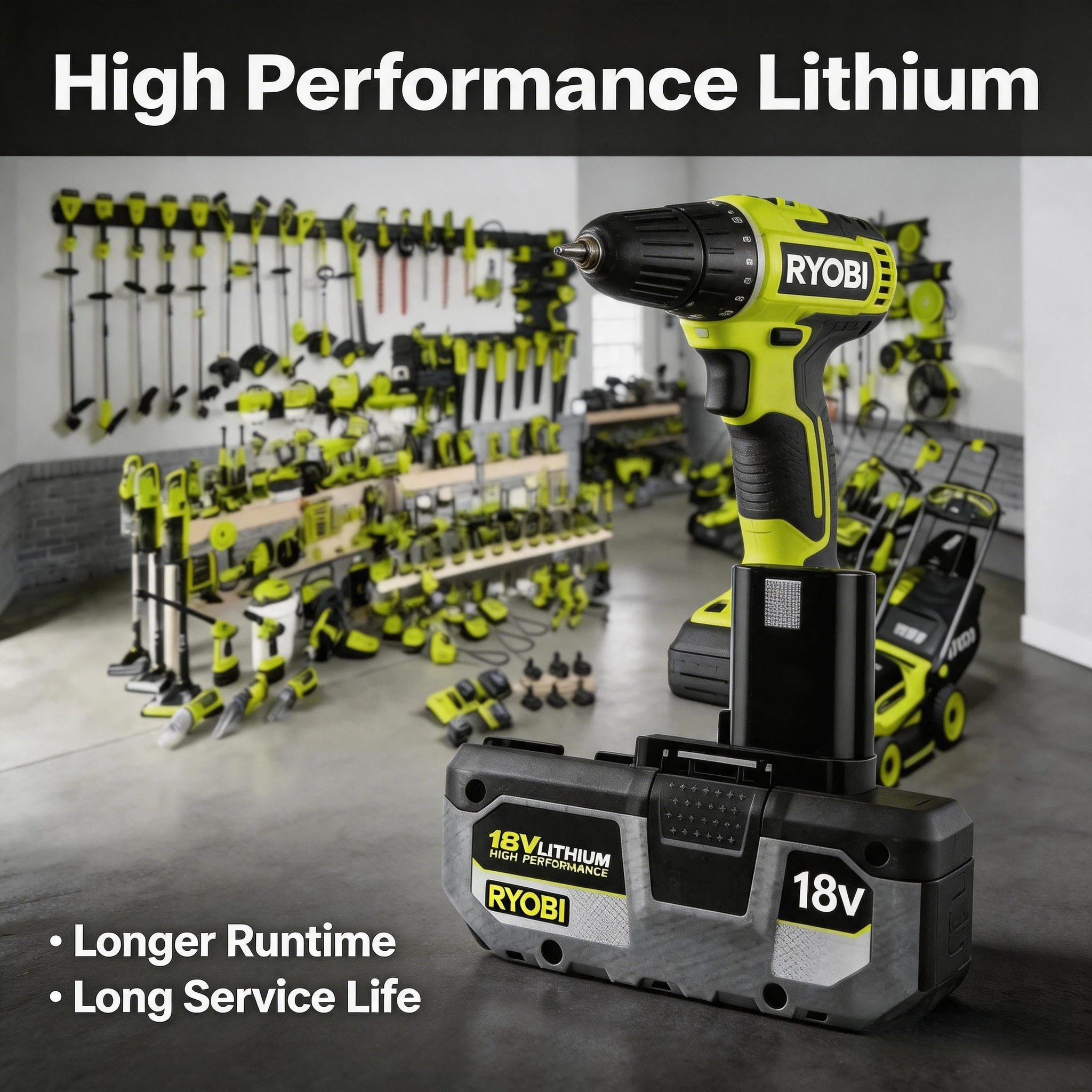 RYOBI 18V 8.0Ah Lithium Battery Low Self Discharge High Performance for P104 P107 P108 P109 RB18L20Cordless Drill Saw Power Tool