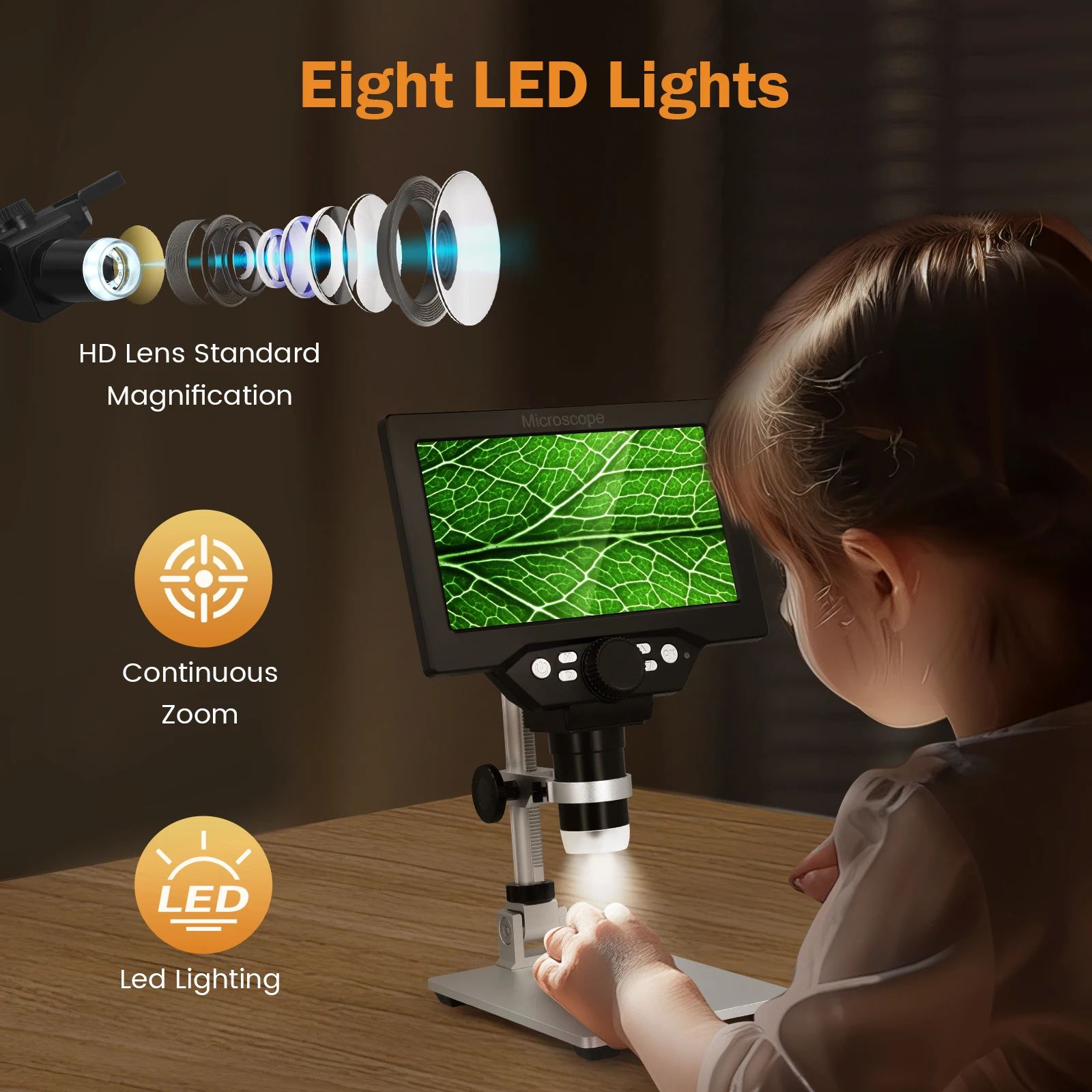 مجهر رقمي 7 بوصة 1200X USB مجهر مكبر للعملات المعدنية 1080p مجهر لحام الفيديو مع 10 مصابيح LED لنظام التشغيل Windows/Mac