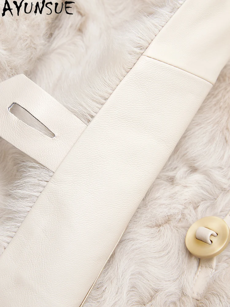 AYUNSUE 天然羊皮の毛皮のコートの女性の冬服 2025 ラムファーのレディースコート暖かい新アウターウェア Jaqueta Feminina