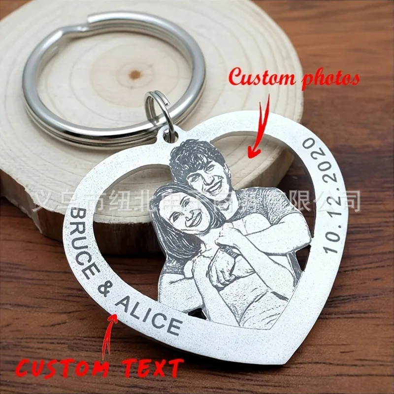 

Stainless Steel Love Heart Photo Keychain DIY Custom Color Picture Pet Dog Cat Memorial Gift Bag Pendant For Women Gifts