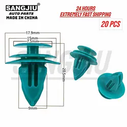 20pcs Car Styling Fender Door Card Trim Panel Clip Rivets Blue Auto Door Trim Panel Retainers Clips