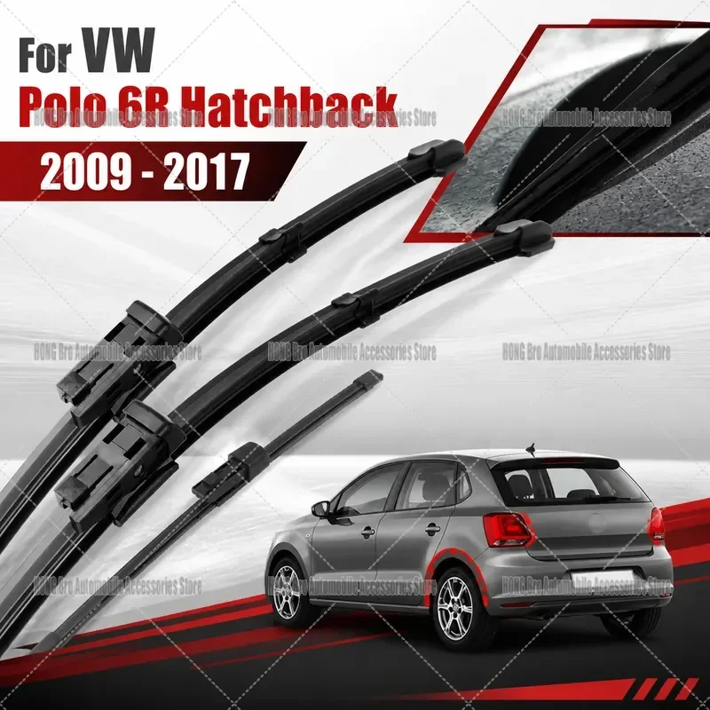 For VW Polo 6R Hatchback 2009-2017 Front Rear Windshield Wiper Blades Set LHD Window Screen Washer Arm Replacement 24 16 11