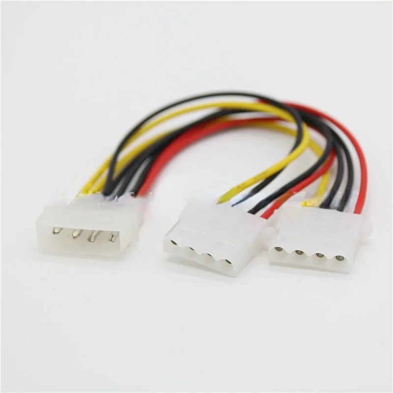 Adaptor kabel Splitter daya 4 Pin Molex pria Power ke 2x IDE 4 Pin Female Y Splitter Extension Adapter kabel konektor 20cm