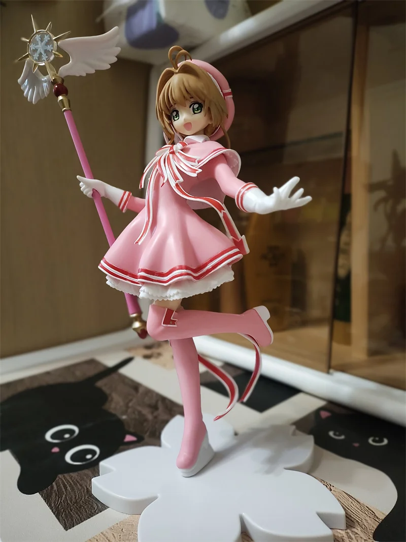 Original 18cm Anime schöne rosa Karte Entführer Sakura Action figuren Modelle PVC Figur Kuchen Dekorationen magische Mädchen Spielzeug Geschenk