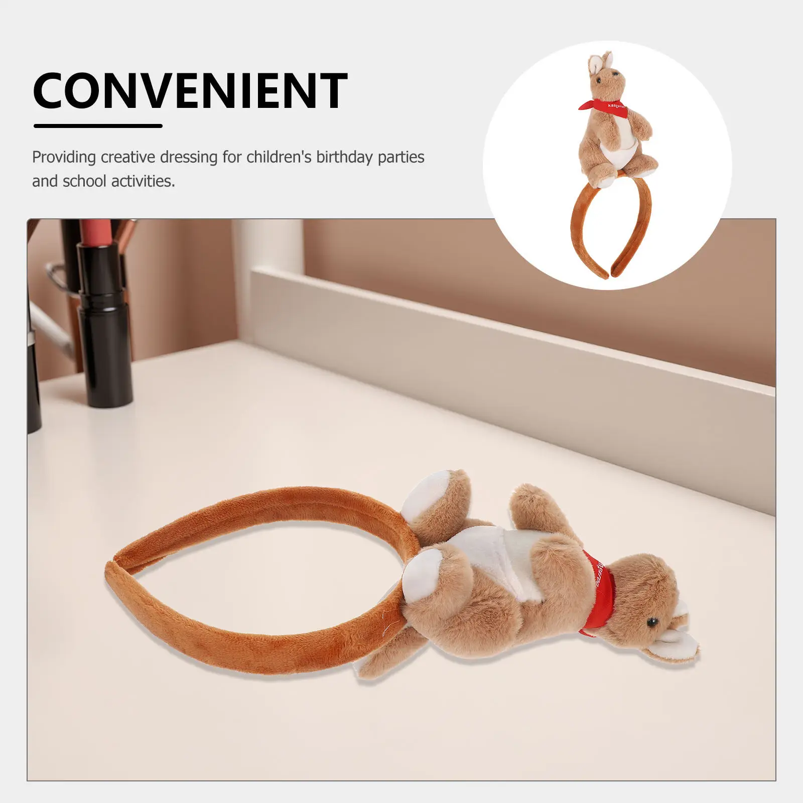 1 Peça Tiara de Cabeça de Canguru com Design de Desenho Animado e Cabelo de Animal, Design Chamativo para Eventos Temáticos, Uso Diário e Trajes de Festa