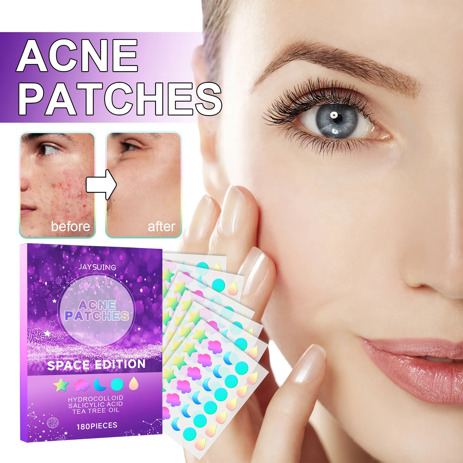 Acne Patches Space Edition Facial Care, Lighten Facial Acne, Repair and Balance Skin, Delicate Pore Care, 180pcs