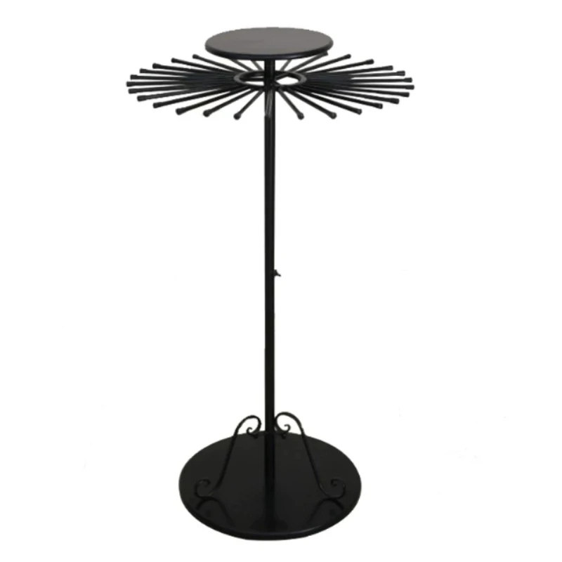 Rotating Wrought Iron Scarf Display Stand, Floor‑standing Retail Shelf for Scarf Shawl Necktie