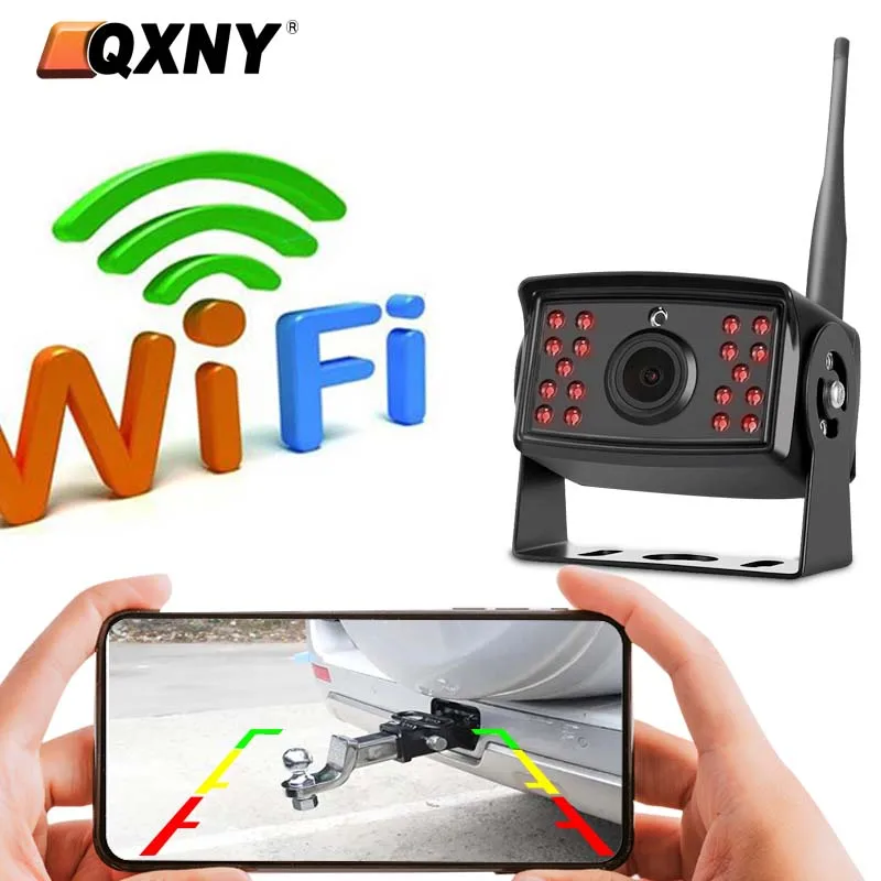 

Беспроводная камера заднего вида QXNY для автобусов, фургонов, грузовиков, автодомов, автомобилей, с ночным видением, только для телефонов Android