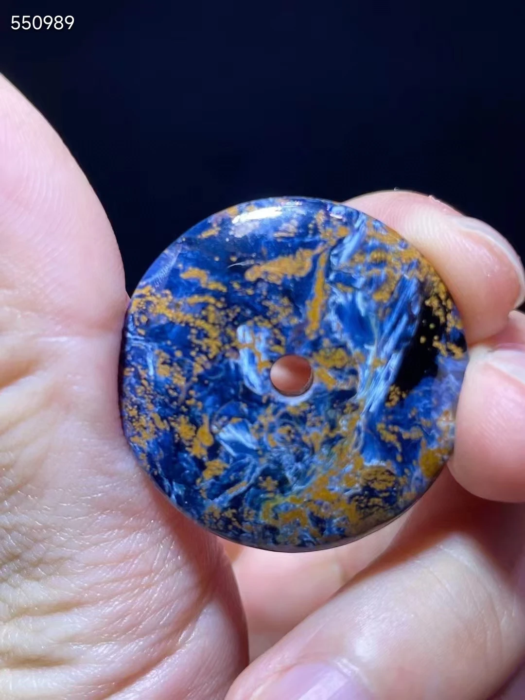 

Natural Blue Pietersite Round Donut Pendant Cat Eye Women Men 29.3/7mm Pietersite Namibia Necklace Jewelry AAAAAA