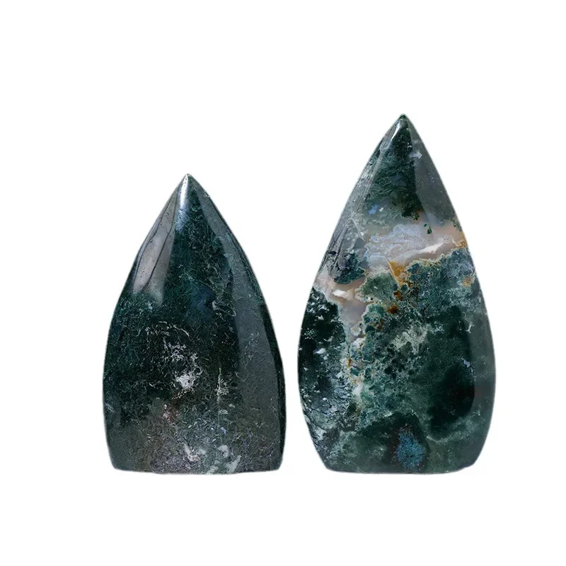 Natural aquatic agate torch ornament crystal rough stone polished home desktop decoration handicraft ornament