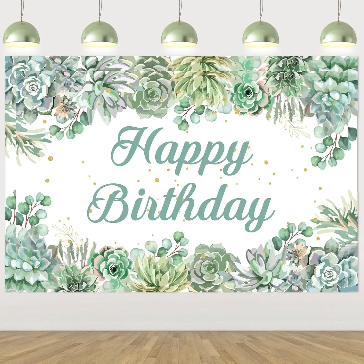 

7x5ft Succulent Plants Birthday Backdrop Green Leaf Banner Sign Decoration Succulent Garden Themed Birthday Party Supplies