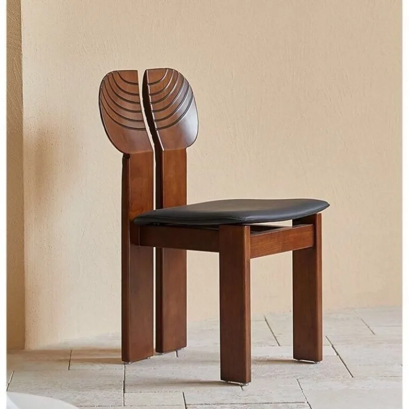 

High-end Light Luxury Vintage Solid Wood Chair Backrest Chair Designer Leisure Dining Chair Home Modern Simple