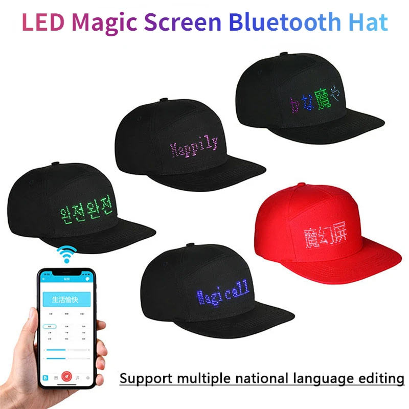 Hot DIY LED Pixel Hat Baseball Cap Editable Bluetooth APP Control use for Bar Dance Party Mobile Advertising Promotion Screen