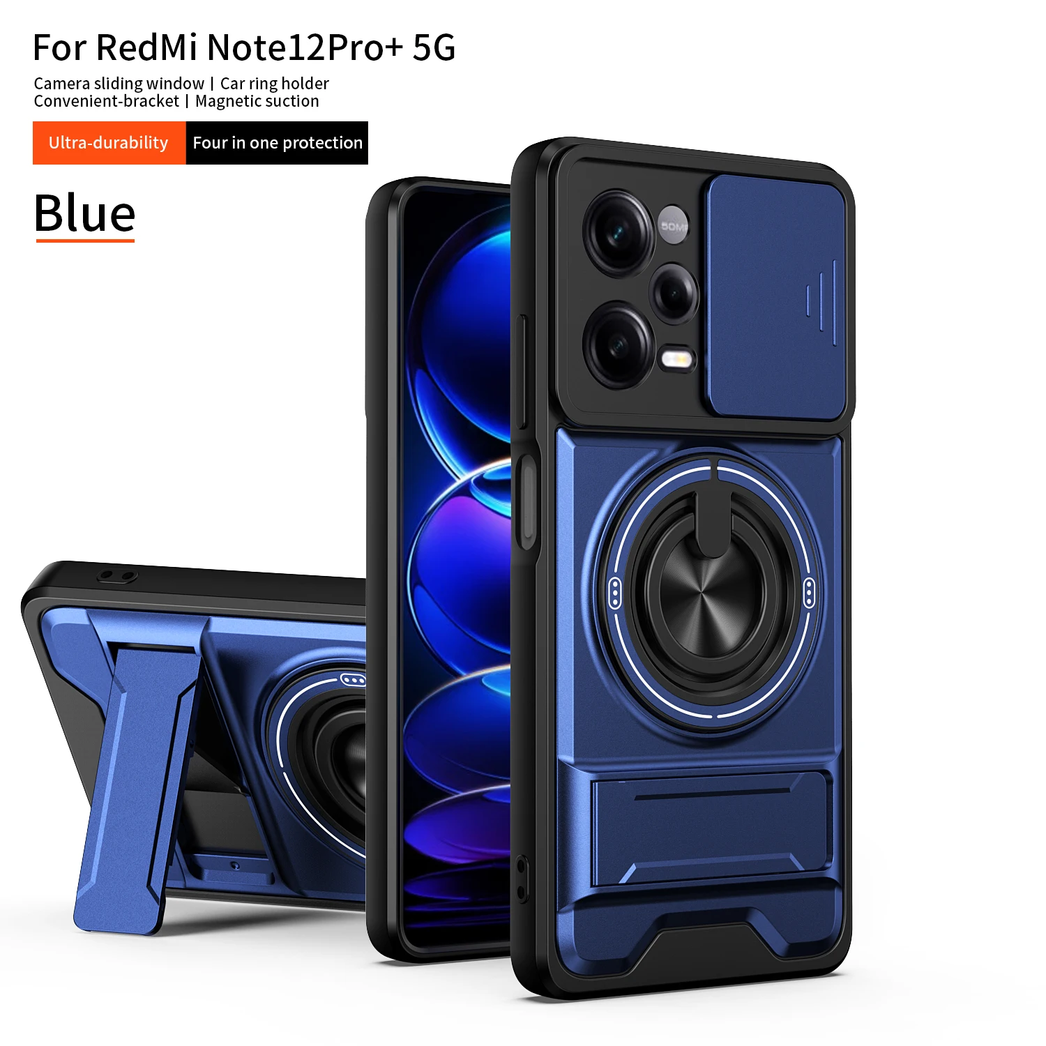 For Redmi Note 12 Pro+ Case Redmi Note 12 Pro Plus Cover Magsafe Magnetic Fold Holder Military Armor Camera Protection Cover view 4