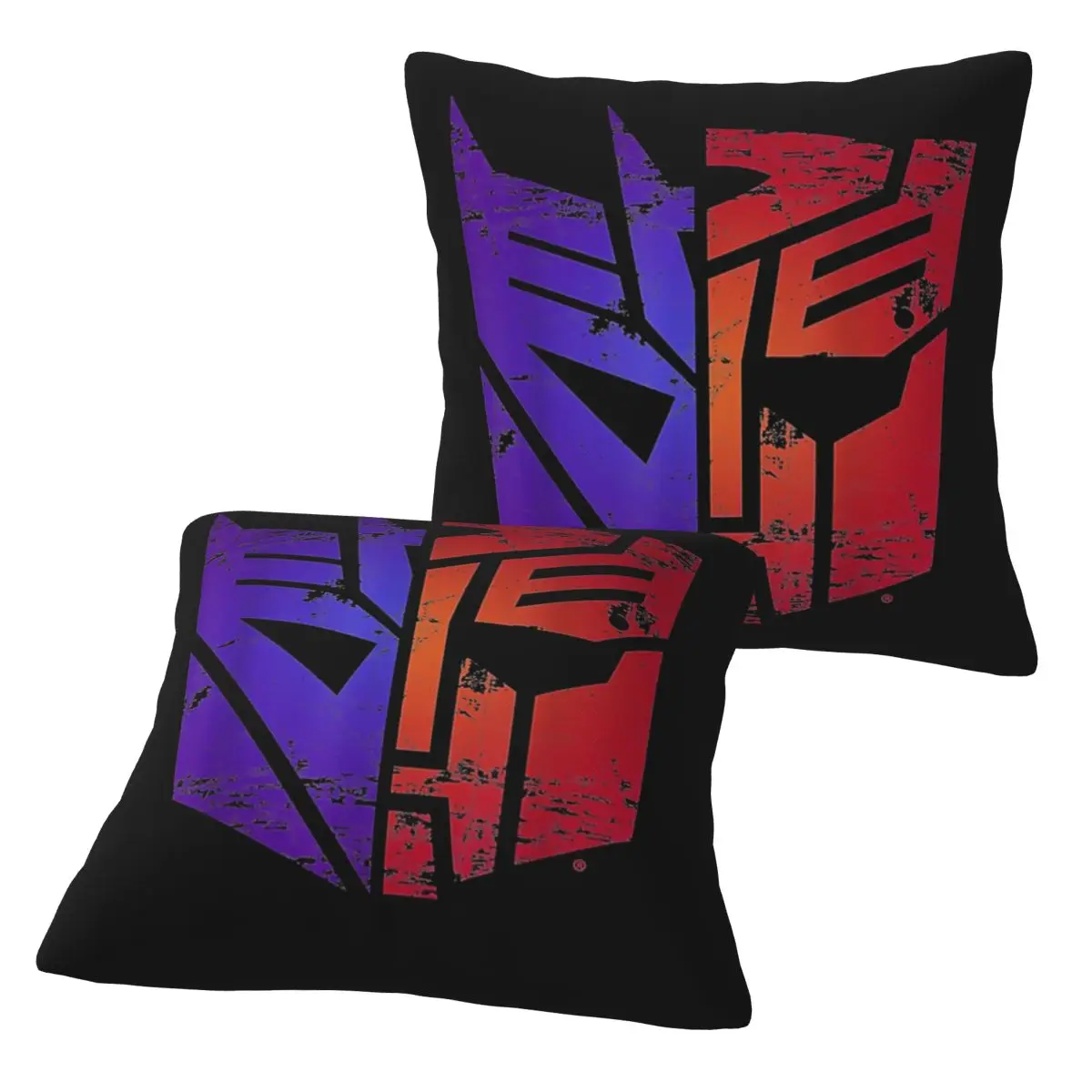 Transformers Decepticon Autobot Split Logo 2 pcs Square Pillowcase Pillow Cover Cushion Zip Decorative Comfort Throw Pillow Home