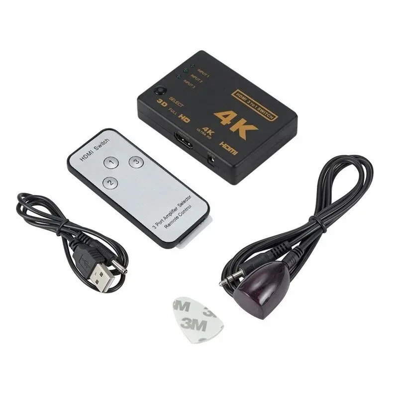 GRWIBEOU 4K*2K 3D Mini 3 Port HDMI-compatible Switch 1.4b 4K Switcher Splitter 1080P 3 in 1 out Port Hub for DVD HDTV Xbox PS3 image 3