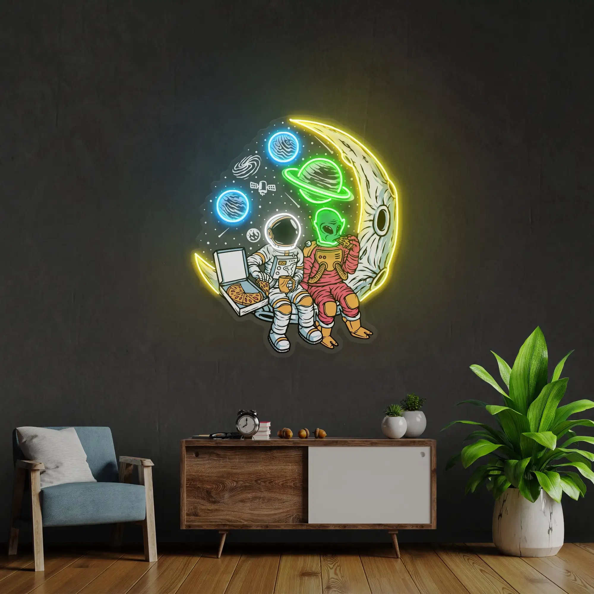 

Astronaut Neon Sign Wall Art Decor Alien Space for Bedroom Home Decor Kids Birthday Gift Game Room Sign