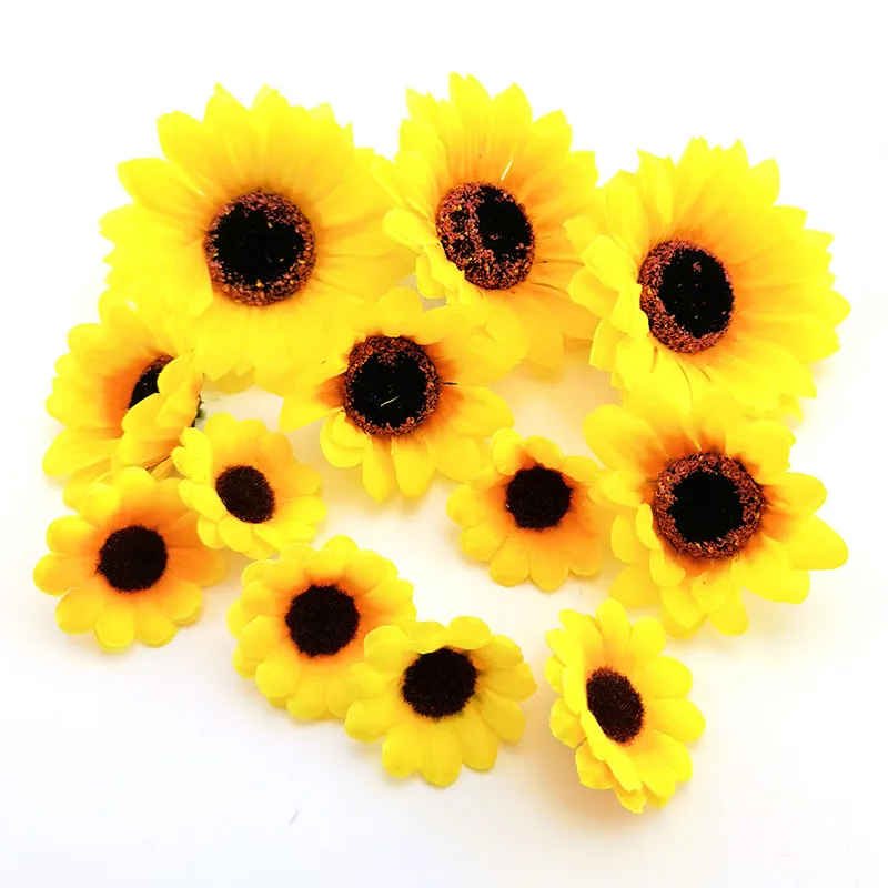 10x  Large Silk Sunflower Artificial fake Daisy Flower Head For DIY Wedding Box Decoration Headmade home Accessories flowers B3