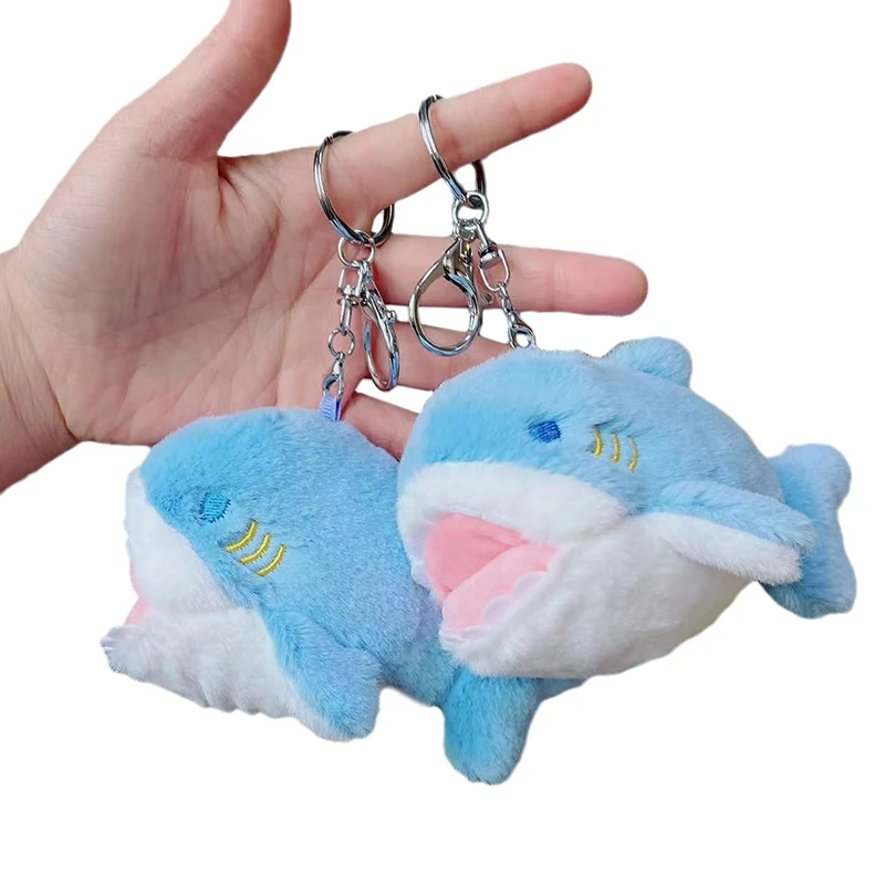 Exquisite Mini Stuffed Animal Adorable Shark Keychain Sea Animal Mini Stuffed Animal Plush Doll Keychain Pendant Ornament 12cm