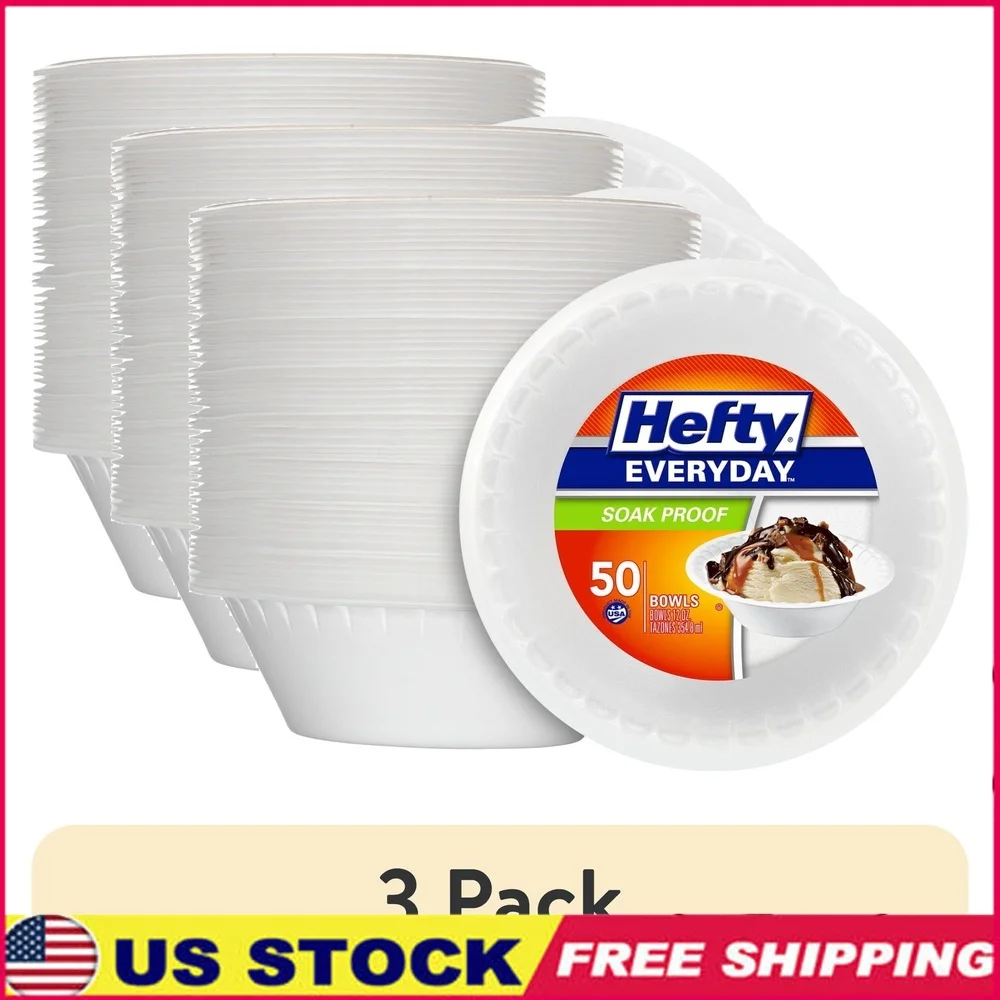 

Disposable Soak-Proof Foam Bowls 12oz 50 Count Leak Resistant Durable Everyday Use Ideal Snacks Salads Parties Gatherings