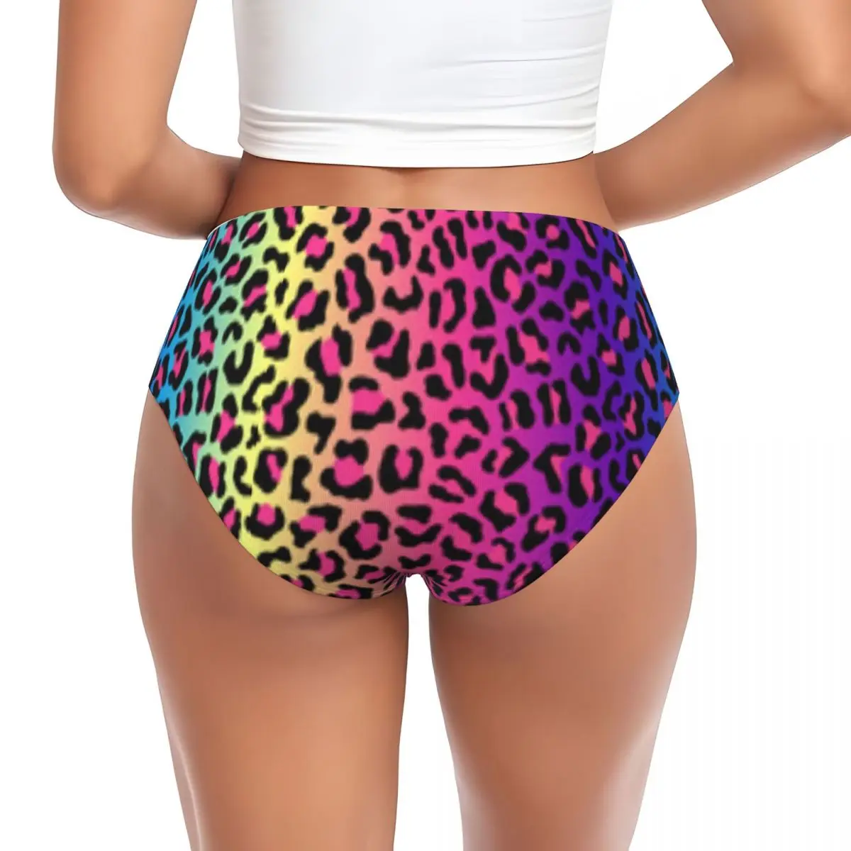 Custom Women Rainbow Leopard Tiger Cheetah Print Pattern Brief Panties Female Soft Underwear Underpants