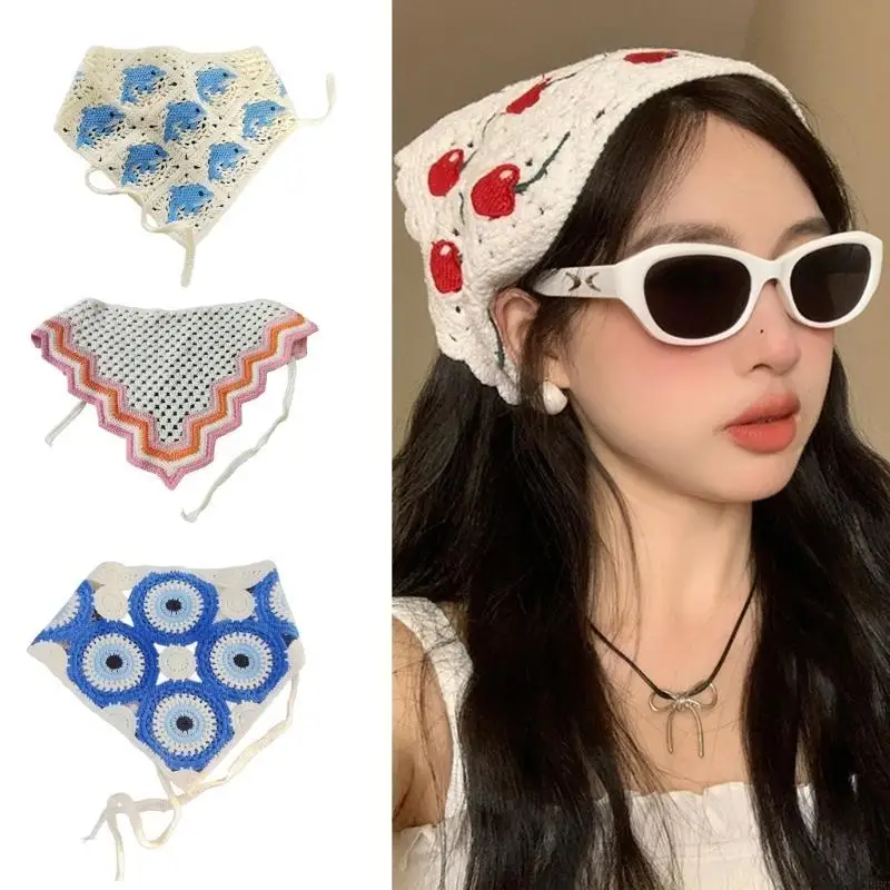 

39BC модный треугольный вязаный шарф для волос, универсальный аксессуар для волос для женщин, украшение для волос в стиле ретро,
