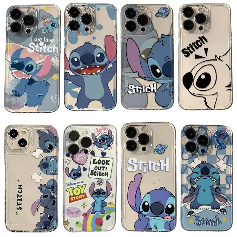 Transparent Disney Stitch Cute Case For Samsung Galaxy A55 5G A34 A35 A32 S23 Ultra S24 Note 20 A54 A13 Cover Funda