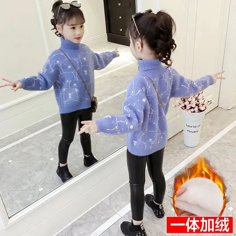 Girls Sweater 2024 Autumn Winter New Children's Fashion Plush Thickened Thread Sweater toddler girl cardigan 6 5 4 12 Years Old