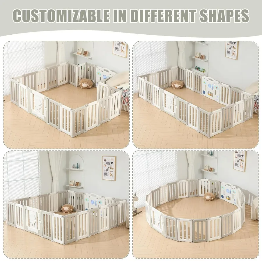 Stylo de jeu pliable pour bébé avec 22 panneaux pour nourrissons et tout-petits, parc portable extra large avec design d'astronautes idéal pour