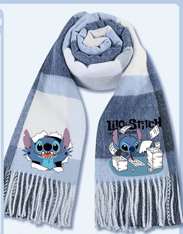 2024 New Disney Stitch Cartoon Scarf for Autumn and Winter Warmth Stitch Comfortable Warm Neck Thickened Couple Valentine Gifts