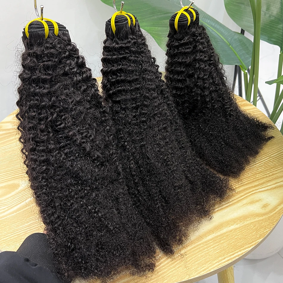 4C Afro Kinky Coily Echthaar-Bündel, lockig, natürliche schwarze Farbe, unverarbeitete reine Webart, doppelter Schuss, 100 % Echthaarverlängerungen – Detail 11