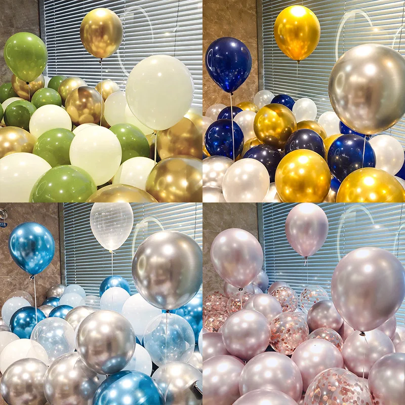 10inch 30pcs Birthday Party Scene Decoration Atmosphere Thickening Explosion-proof Confession Wedding Metal Sequin Balloon