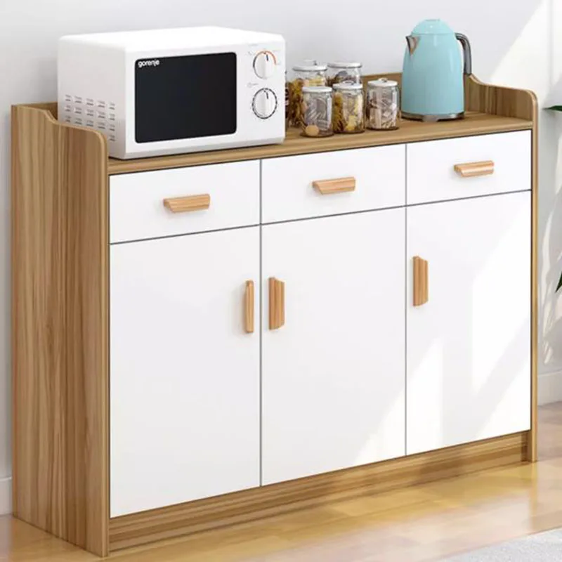 Buffet Nordique Blanc avec Étagère de Rangement, Présentoir de Cuisine, Armoire de Salle à Manger Rustique, Mobilier Chinois HDH