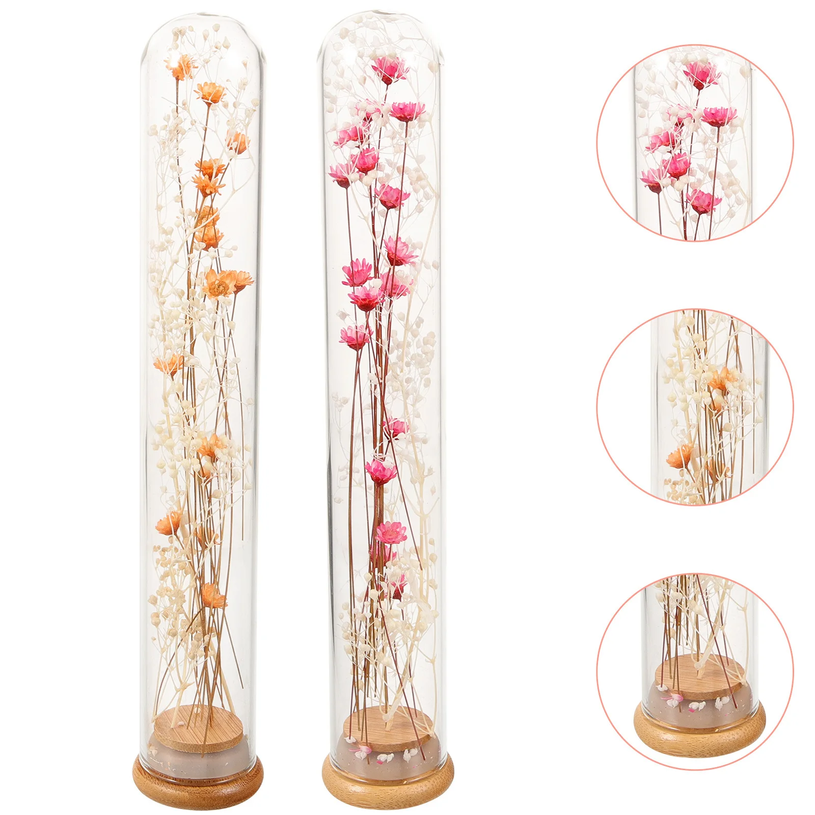 

2Pcs Preserved Flower Bouquet in Glass Bottle Natural for Wedding Table Centerpiece Home Decoration