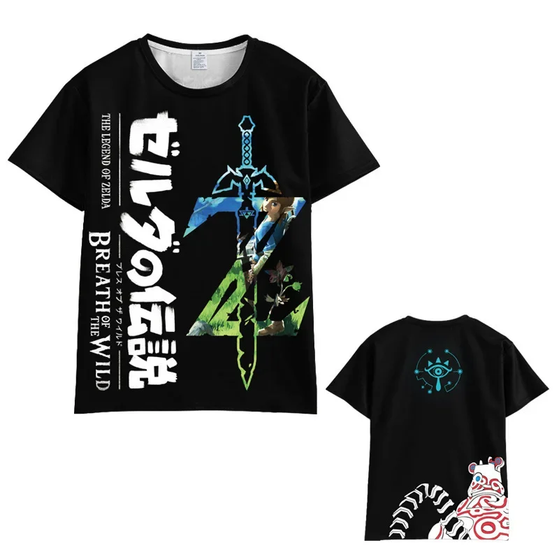 Zelda Tears of The Kingdom T-shirt Anime Cartoon Short Sleeve Cosplay Prom Dress Up Props Men Loose Breathable Clothes Tops Gift