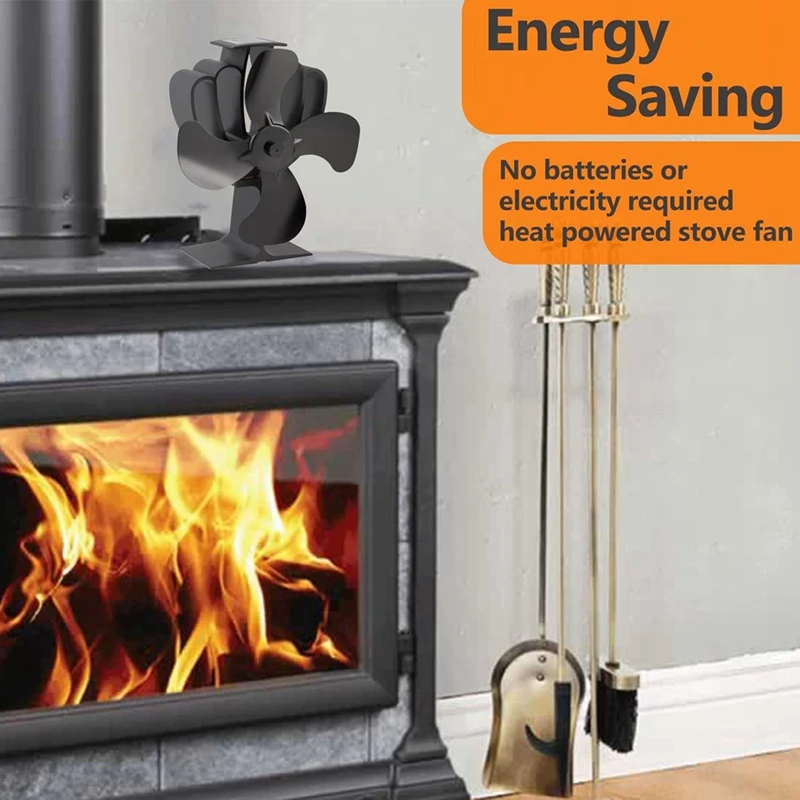 Fireplace Fan 4 Blades Heat Powered Stove Fan For Wood/Log Burner/Fireplace Fan Efficiently Circulates Warm Air