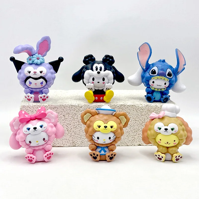 

Sanrio Characters Cosplay Disney Cartoon Figures Hello Kitty Cinnamoroll Kuromi Lilo Stitch Mickey Mouse Stella Blind Box Toy