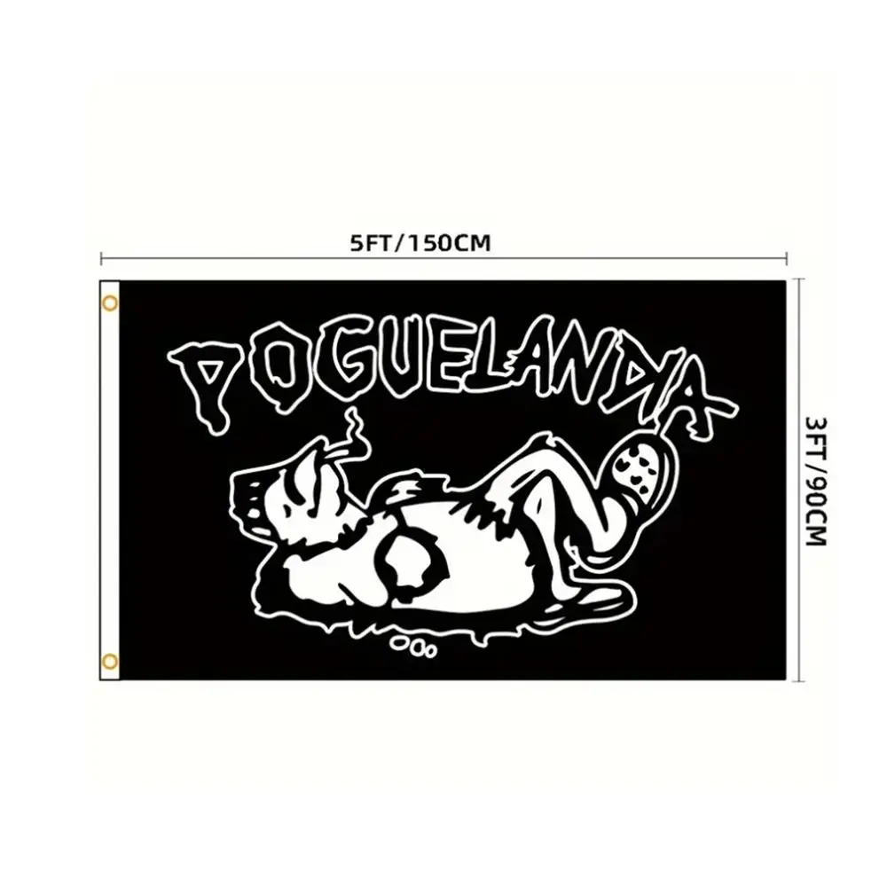 Poguelandia-Flagge, 91 x 152 cm, Außenbanken, Höhlen- und Wohnheimdekoration für Herren | Strapazierfähiges Polyester-Wandbanner, lustiges Themenposter für Fans – Detail 1