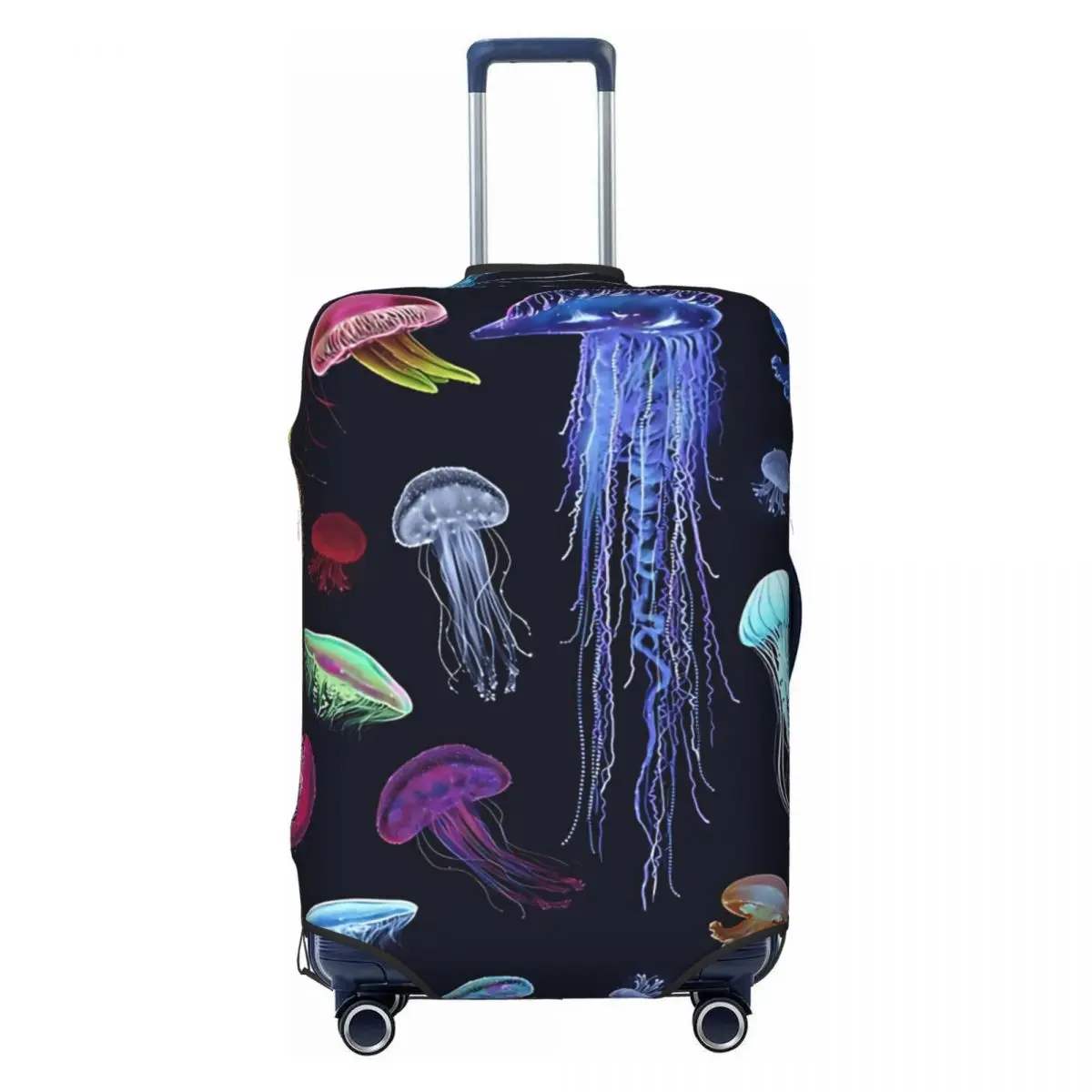 

Luminescent Rainbow Jellyfish Suitcase Cover Holiday Cruise Trip Practical Luggage Supplies Protector