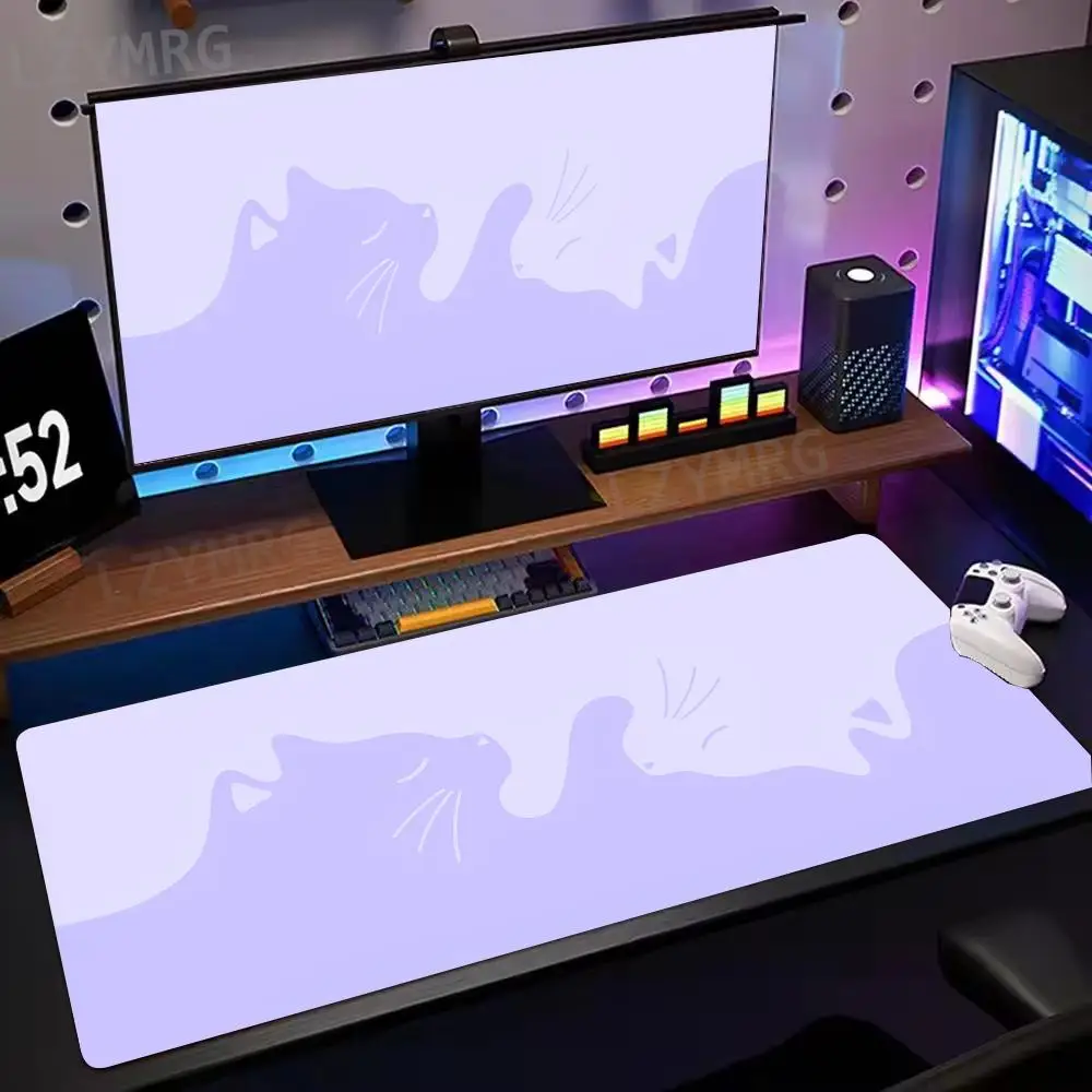 

Kawaii Purple Cat Mouse Pad Large Rubber Base Non-slip PC Desk Accessories Mousepad for Office and Gamer Keyboard Mats Decor Mat