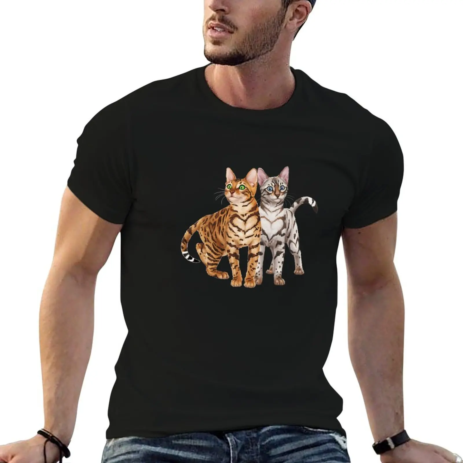 Bengal Cat Buddies! Rosette and Snow Bengal Cats Premium T-Shirt Long Lasting Casual T-Shirt