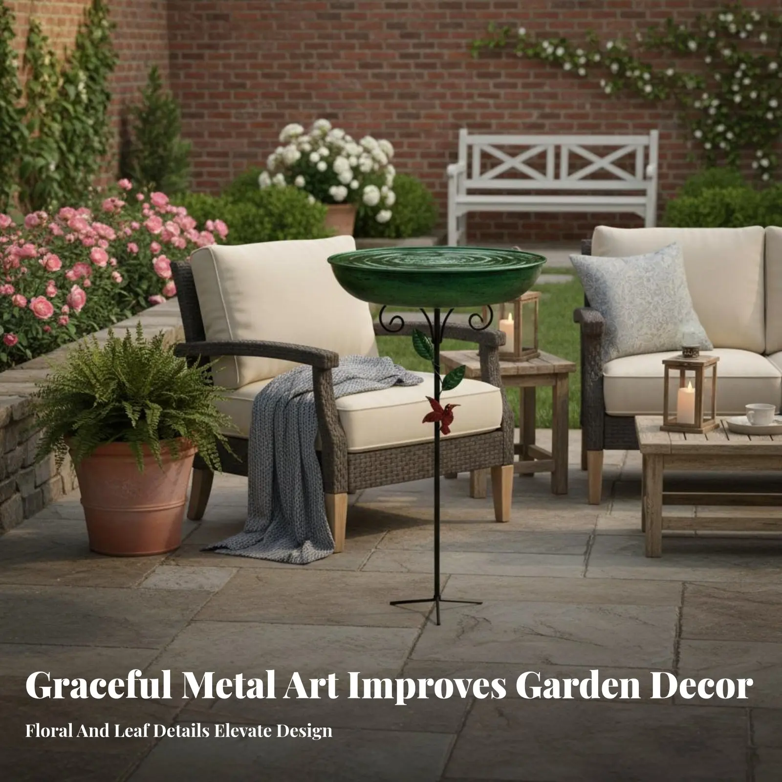 

Кованая кормушка-поилка для птиц в винтажном стиле, декор для сада, легко чистится, установка без инструментов, для газона, патио