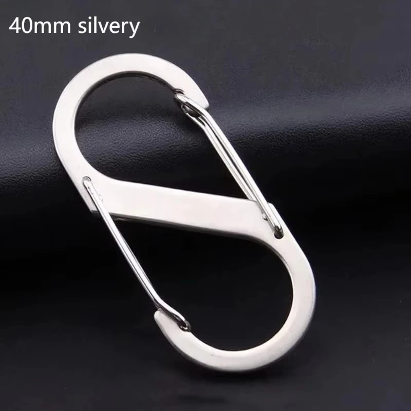 S-Type Mini Keychain Hook Stainless Steel Carabiner with Anti-Theft Lock for Outdoor Camping Backpack Buckle Key-Lock Tool