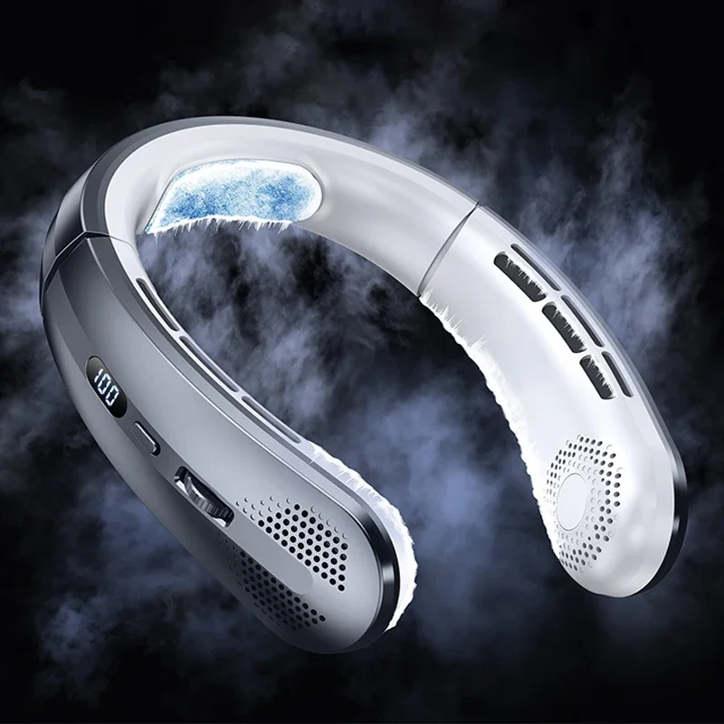

3000mAh Hanging Neck Fan Portable Bladeless Mini USB Rechargeable Mute LED Digital Display Electric Fan Summer Air Cooler 2025